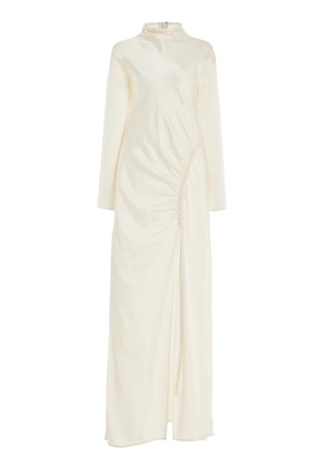 LAPOINTE - Exclusive Gathered Satin Maxi Dress - White - US 2 - Moda Operandi