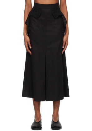 Mame Kurogouchi Black Cording Embroidery Maxi Skirt