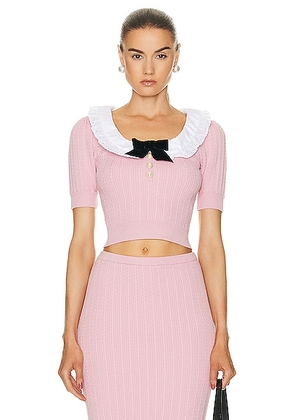Alessandra Rich Short Sleeve Sweater in Pink - Pink. Size 38 (also in ).