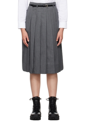 Juun.J Gray Pleated Midi Skirt