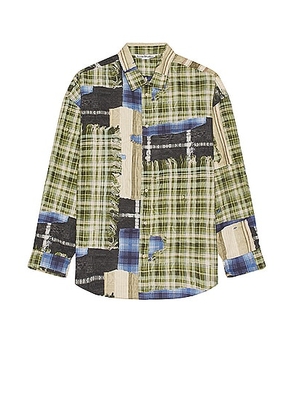 Acne Studios Patchwork Shirt in Green Multi - Green. Size 52 (also in ).
