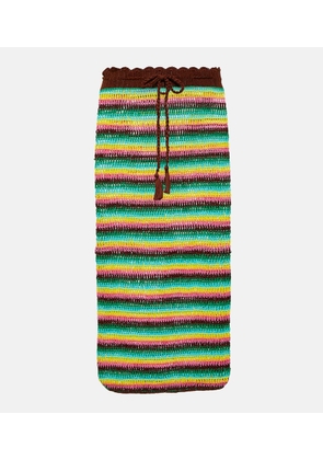 Anna Kosturova Striped crochet cotton midi skirt