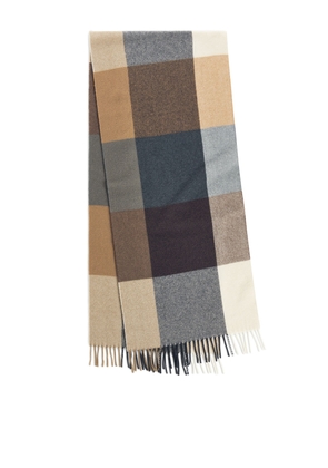 Checked Wool Scarf - Beige