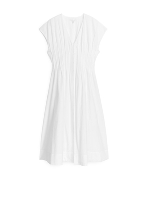 Midi Pleat Dress - White