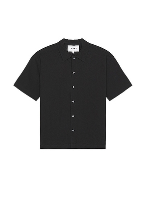FRAME Waffle Textured Shirt in Black - Black. Size M (also in L, S, XL/1X).
