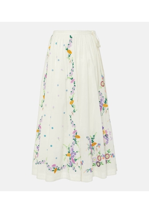 Alémais Willa embroidered cotton maxi skirt