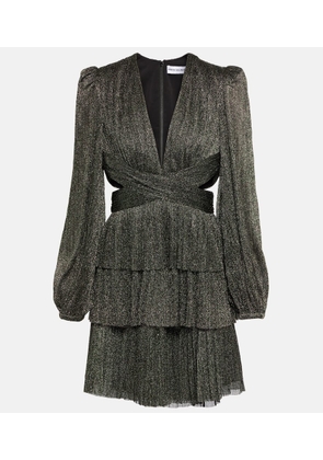 Rebecca Vallance Giverny metallic plissé minidress