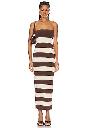 Posse Theo Strapless Dress in Choc & Cream - Brown. Size L (also in M, S, XS).