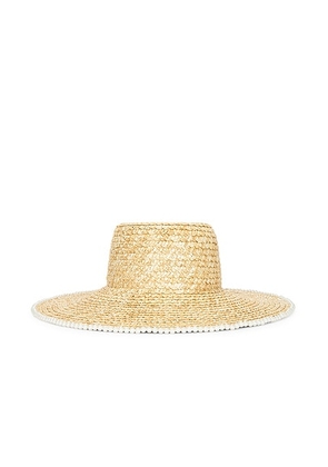 Lele Sadoughi Pearl Edge Straw Hat in Natural - Tan. Size all.