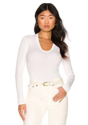 Enza Costa Rib Fitted Long Sleeve in White. Size L.