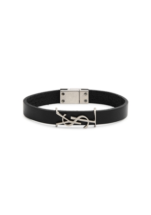 Saint Laurent Logo Leather Bracelet - Black