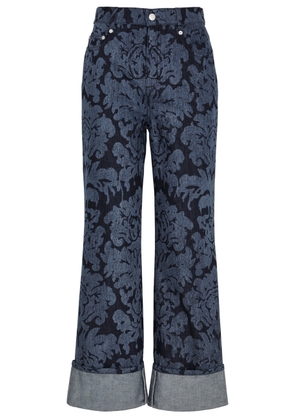 Alexander Mcqueen Damask Floral-print Straight-leg Jeans - Dark Blue - 44 (W29-W30 / UK12 / M)