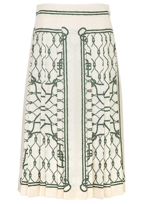 Tory Burch Printed Silk-satin Midi Skirt - Green - 2 (UK6 / XS)