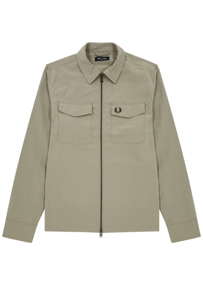 Fred Perry Logo-embroidered Crinkled Nylon Overshirt - Taupe - M