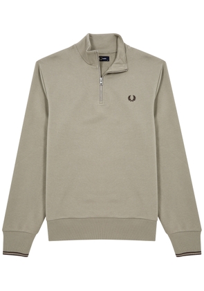 Fred Perry Logo Half-zip Cotton Sweatshirt - Taupe - L