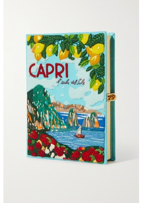 Olympia Le-Tan - Capri Voyages Embroidered Appliquéd Canvas Clutch - Blue - One size