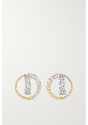 Ananya - Scatter 18-karat White- And Yellow Gold Diamond Hoop Earrings - One size
