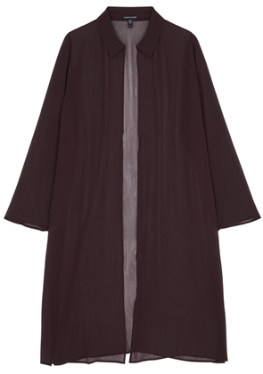 Eileen Fisher Longline Crinkled Silk Jacket - Dark Purple - XS (UK 6-8 / XS)
