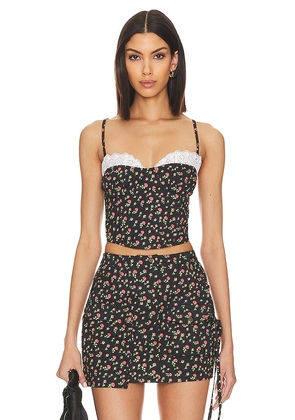 For Love & Lemons Camille Top in Black. Size M, S, XL, XS.