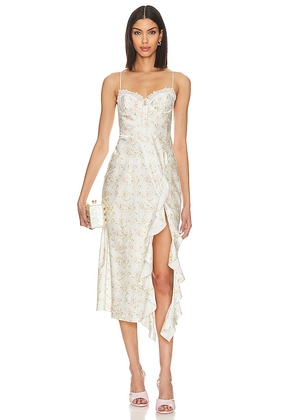 For Love & Lemons Chania Midi Dress in White. Size L, M, XS.