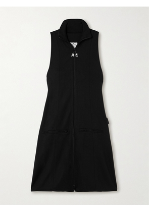 COURREGES - Interlock Appliquéd Jersey Turtleneck Mini Dress - Black - x small,small,medium,large,x large,xx large