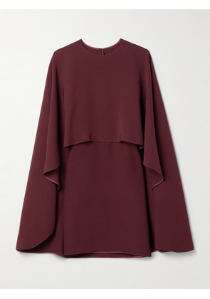 Valentino Garavani - Cape-effect Silk-crepe Mini Dress - Burgundy - IT38,IT42,IT44