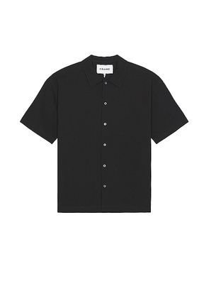 FRAME Waffle Textured Shirt in Black. Size L, S, XL/1X.