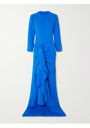 Solace London - Nia Ruffled Crepe Gown - Blue - UK 4,UK 6,UK 8,UK 10,UK 12,UK 14,UK 16