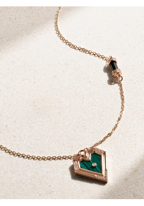 L’Atelier Nawbar - Super Heart 18-karat Rose Gold Multi-stone Necklace - Green - One size
