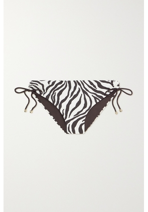 Max Mara - Sibilla Embellished Zebra-print Bikini Briefs - Brown - x small,small,medium,large,x large
