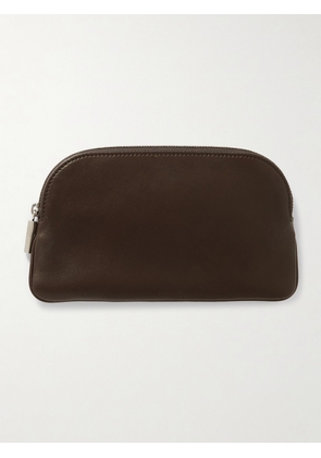 The Row - E/w Circle Leather Pouch - Brown - One size