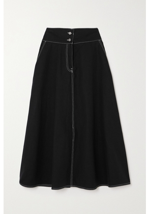 Max Mara - Yamato Cotton And Linen-blend Midi Skirt - Black - UK 4,UK 6,UK 8,UK 10,UK 12,UK 14,UK 16,UK 18