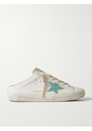 Golden Goose - Super-star Sabot Distressed Embellished Leather Slip-on Sneakers - Off-white - IT35,IT36,IT37,IT38,IT39,IT40,IT41,IT42