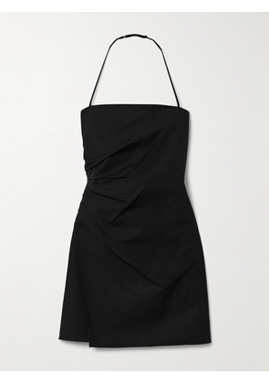 A.L.C. - Charlie Gathered Stretch-cotton Halterneck Mini Dress - Black - US00,US0,US2,US4,US6,US8,US10,US12,US14