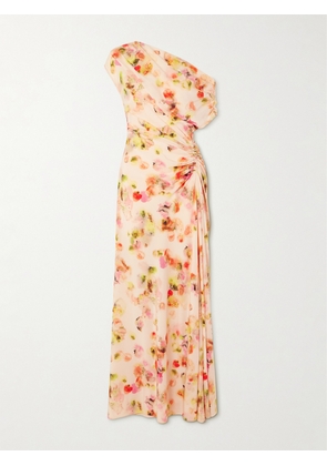 A.L.C. - Poppy One-shoulder Ruched Printed Stretch-silk Gown - Pink - US00,US0,US2,US4,US6,US8,US10,US12,US14