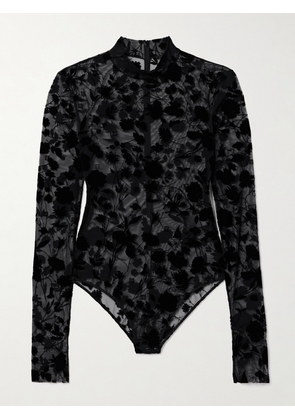 Givenchy - Flocked Stretch-tulle Turtleneck Bodysuit - Black - x small,small,medium,large,x large