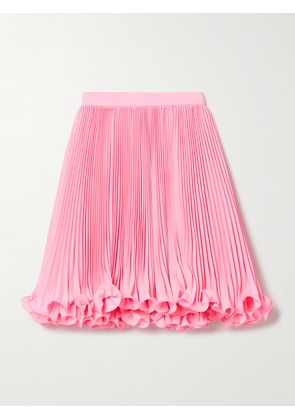 Balmain - Ruffled Plissé-satin Mini Skirt - Pink - FR34,FR36,FR38,FR40,FR42,FR44