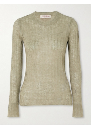 Valentino Garavani - Ribbed-knit Linen Top - Neutrals - x small,small,medium,large