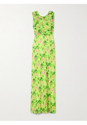 Saloni - Claudia Cape-effect Floral-print Silk-georgette Gown - Green - UK 4,UK 6,UK 8,UK 10,UK 12,UK 14,UK 16