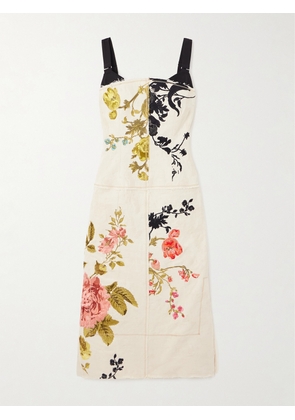 Erdem - Frayed Paneled Embroidered Cotton And Silk-blend Midi Dress - Multi - UK 6,UK 8,UK 10,UK 12