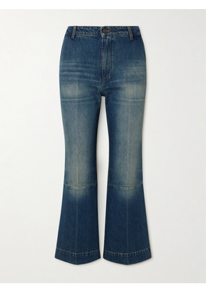 Victoria Beckham - Cropped Paneled High-rise Flared Jeans - Blue - 24,25,26,27,28,29,30,31,32