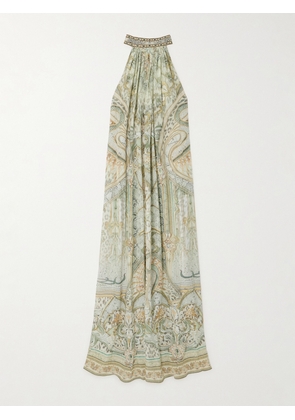 Camilla - Printed Silk Crepe De Chine Halterneck Maxi Dress - Cream - One size