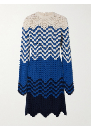 ESCVDO - Victoria Striped Crocheted Cotton Mini Dress - Blue - x small,small,medium,large