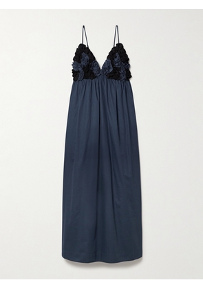 Mara Hoffman - Annika Ruffled Organic Cotton-poplin Midi Dress - Blue - x small,small,medium,large,x large