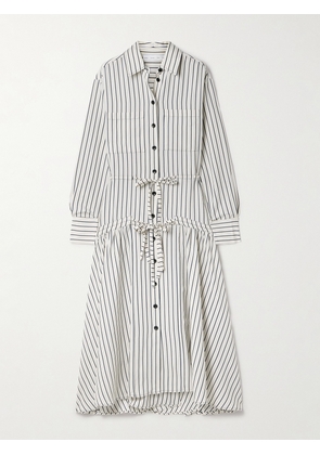 Proenza Schouler White Label - Bonnie Tie-detailed Striped Jacquard Midi Shirt Dress - US0,US2,US4,US6,US8,US10,US12