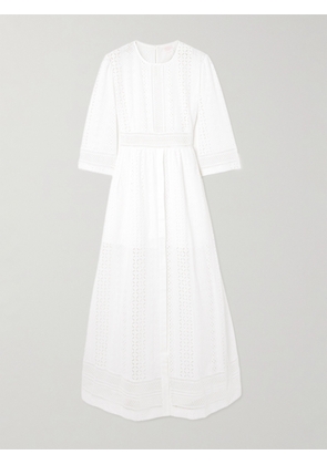 Loretta Caponi - + Net Sustain Broderie Anglaise Cotton Midi Dress - White - x small,small,medium,large,x large