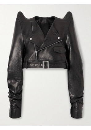 Rick Owens - Tec Micro Cropped Belted Leather Biker Jacket - Black - IT38,IT40