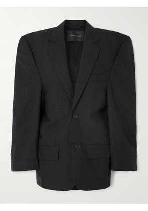 Balenciaga - Oversized Pinstriped Wool Blazer - Gray - 1,2