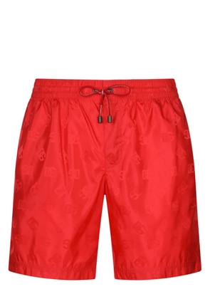 Dolce & Gabbana monogram-jacquard swim shorts - Red