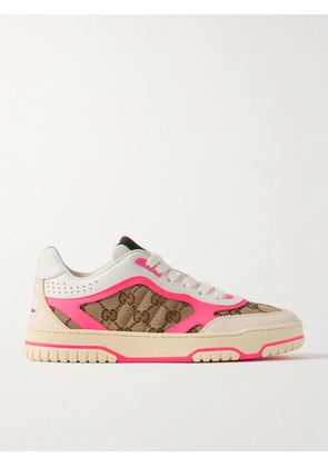 Gucci - Re-web Suede, Neon Leather And Canvas-jacquard Sneakers - Ivory - IT36,IT37,IT38,IT39,IT40